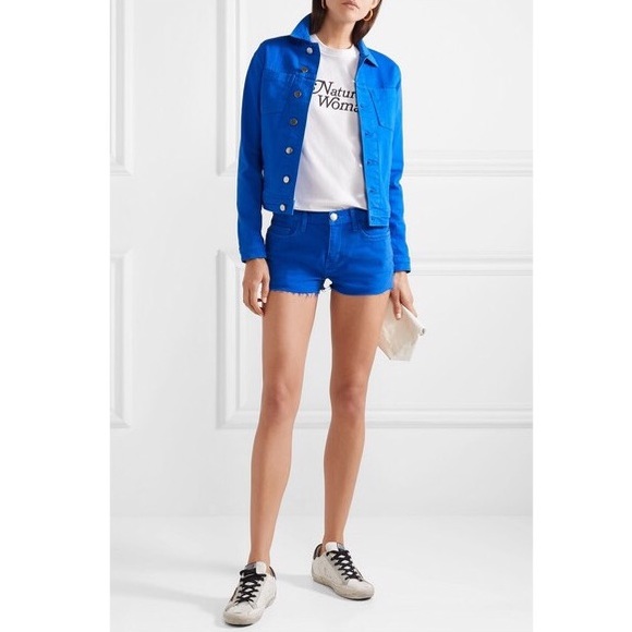 New Current Elliot Boyfriend Frayed Denim Jean Mini Short Shorts Blue - Picture 2 of 3